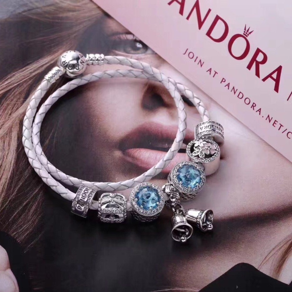 Pandora Ivory White Double Leather Bracelet for Charms (Retired)